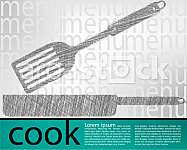Frying pan illustration, kitchen utensils