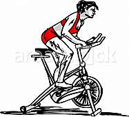 sketch of Woman on stationary training bicycle