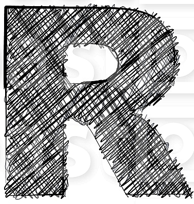 Hand draw font. LETTER R