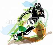 American football player illustration with abstract background