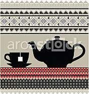 Teapot and cups illustration