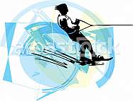 Water skiing abstract vector illustration