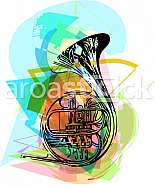 colorful trumpet illustration on abstract background