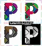 Colorful three-dimensional font letter P