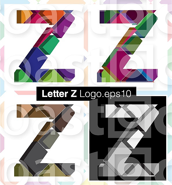 Colorful three-dimensional font letter Z