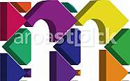 Colorful three-dimensional font letter m