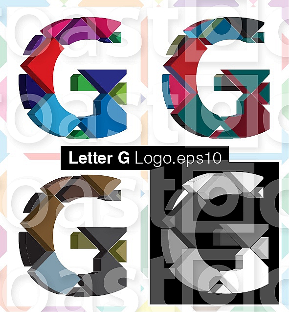 Colorful three-dimensional font  letter G