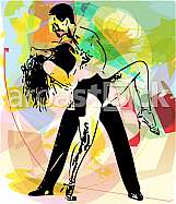 Abstract illustration of Latino Dancing couple