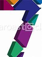 Colorful three-dimensional font number 7