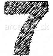 Hand draw font. NUMBER 7