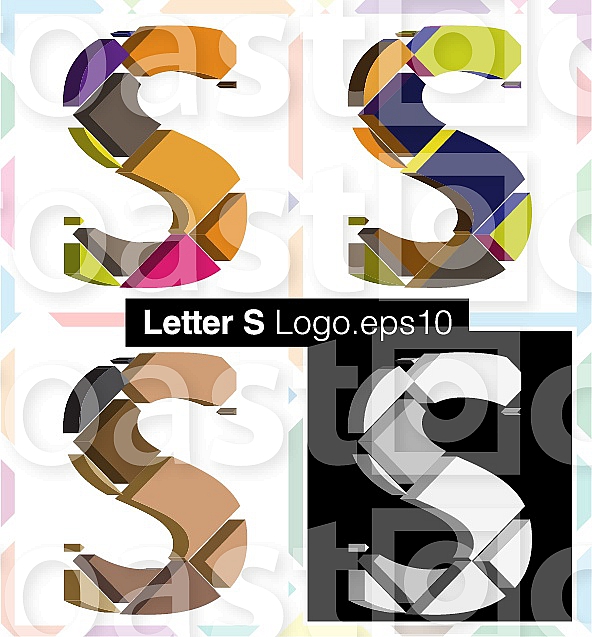 Colorful three-dimensional font letter S