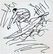 Surfing sketch illustration