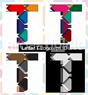 Colorful three-dimensional font letter T