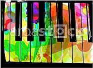 colorful piano illustration on abstract background