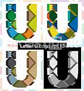 Colorful three-dimensional font letter U