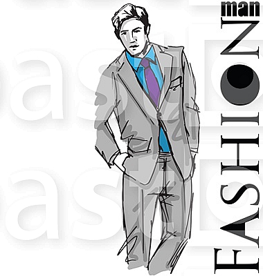 Sketch of fashion handsome man