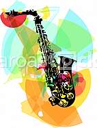 colorful saxophone illustration on abstract background