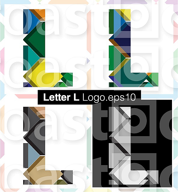 Colorful three-dimensional font letter L