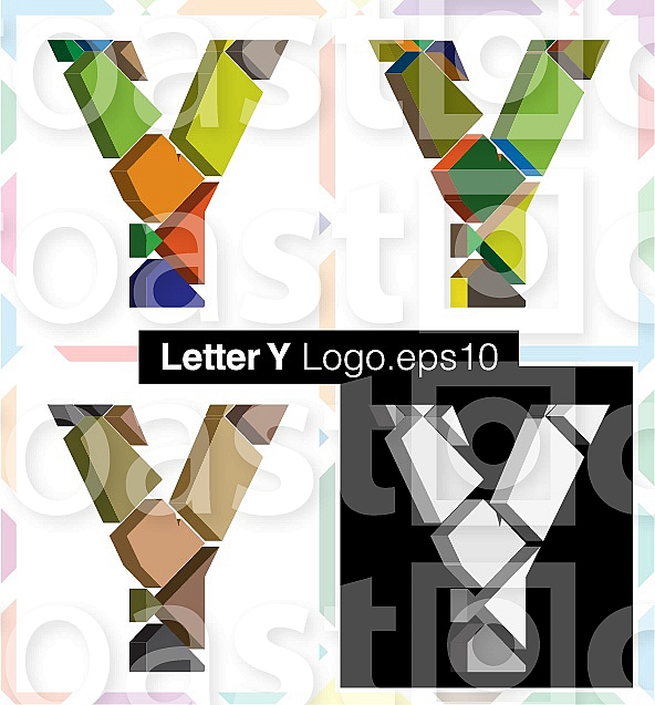 Colorful three-dimensional font letter Y