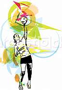 Illustration of volleyball player playing on abstract background