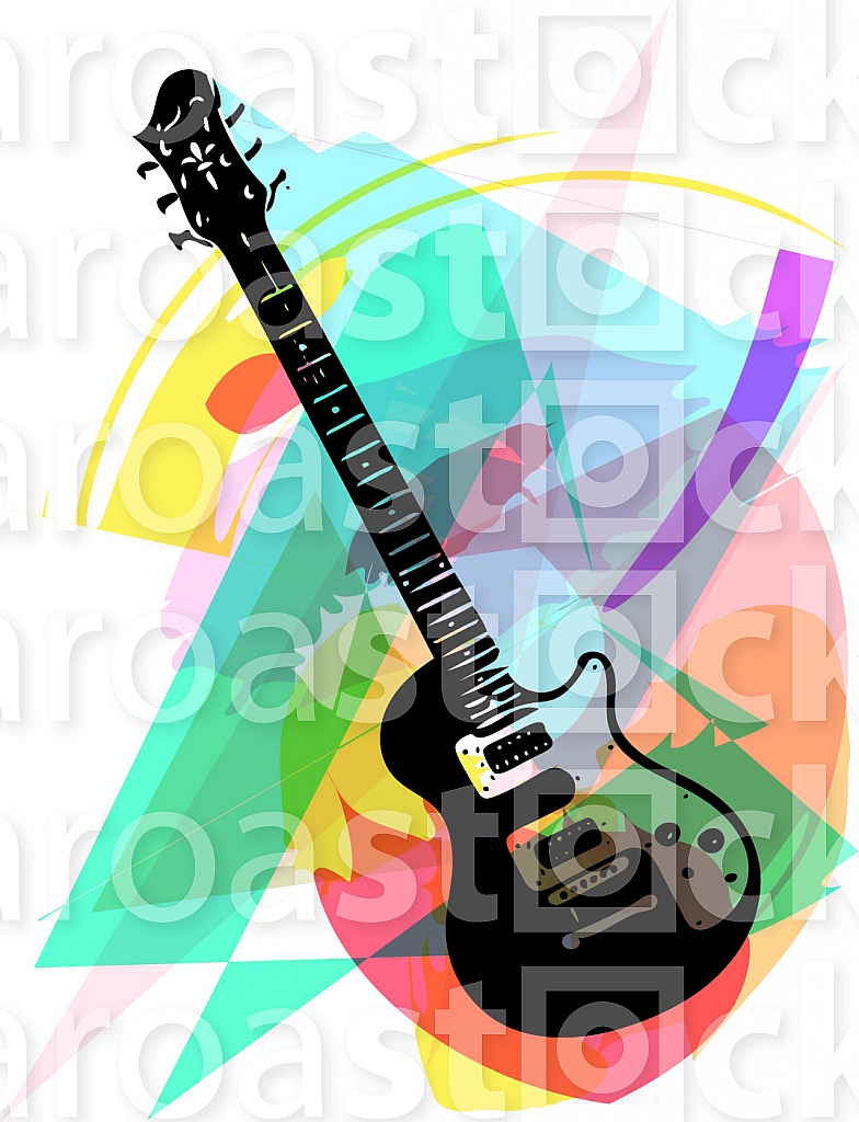 colorful electric guitar illustration on abstract background
