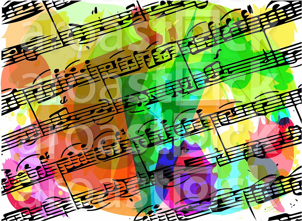 colorful musical notes book illustration on abstract background
